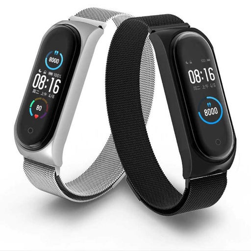 Xiaomi Mi Band 5 Uyumlu Kordon Hasır Metal Mıknatıslı Örgü Zore KRD-01 Kayış