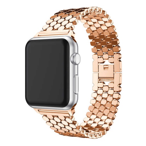 Apple Watch 42mm Uyumlu Kordon Metal Bal Peteği Şık Tasarım KRD-30 Kayış
