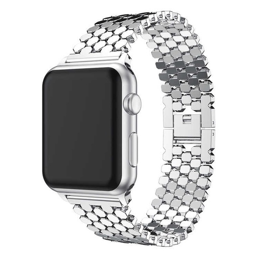 Apple Watch 44mm Uyumlu Kordon Metal Bal Peteği Şık Tasarım KRD-30 Kayış