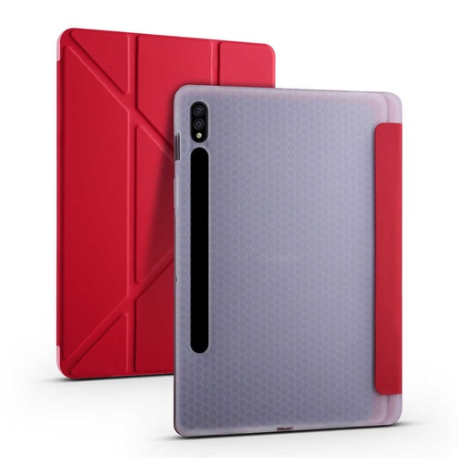 Samsung Galaxy Tab S7 Plus T970 Uyumlu Kılıf Zore Tri Folding Kalem Bölmeli Standlı Kılıf