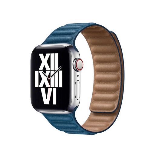 ​​​Apple Watch 44mm Uyumlu Kordon Suni Deri Baklalı KRD-34 Kayış