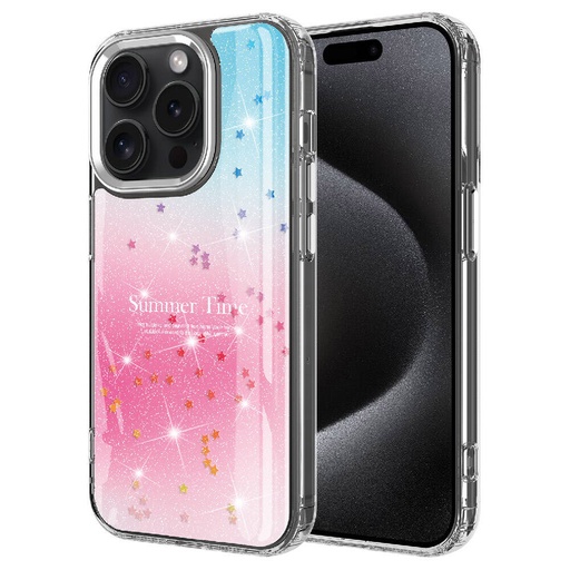Apple iPhone 15 Pro Max Uyumlu Kılıf Simli Desenli Parlak Zore Task Kapak