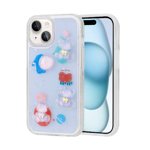 Apple iPhone 14 Uyumlu Kılıf Kabartma Figürlü Parlak Zore Minimini Silikon Kapak