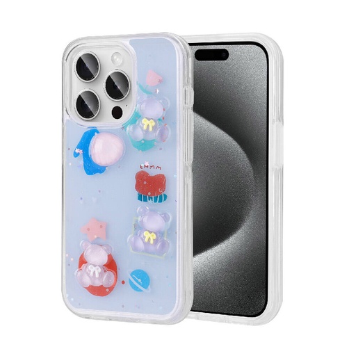 Apple iPhone 15 Pro Uyumlu Kılıf Kabartma Figürlü Parlak Zore Minimini Silikon Kapak