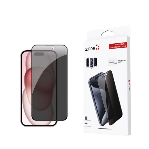 [RN-TA96960] Apple iPhone 15 Uyumlu Zore Anti-Dust Privacy Temperli Ekran Koruyucu