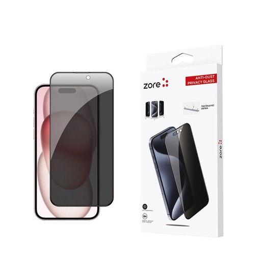 [RN-TA96961] Apple iPhone 15 Plus Uyumlu Zore Anti-Dust Privacy Temperli Ekran Koruyucu