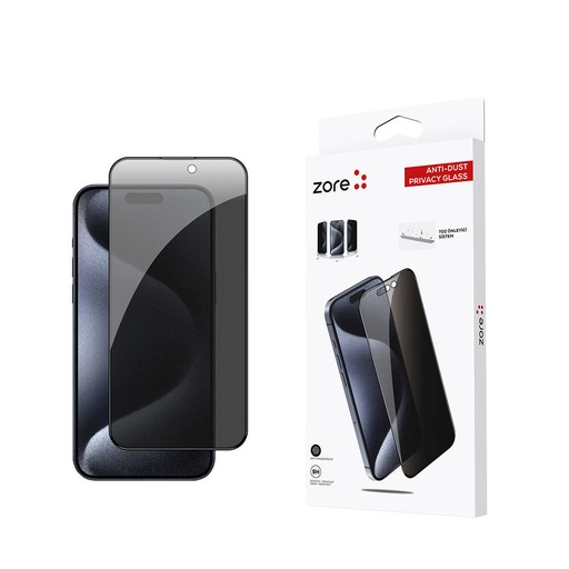 [RN-TA96963] Apple iPhone 15 Pro Max Uyumlu Zore Anti-Dust Privacy Temperli Ekran Koruyucu