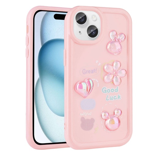 Apple iPhone 13 Uyumlu Kılıf Kabartma Figürlü Parlak Zore Toys Silikon Kapak