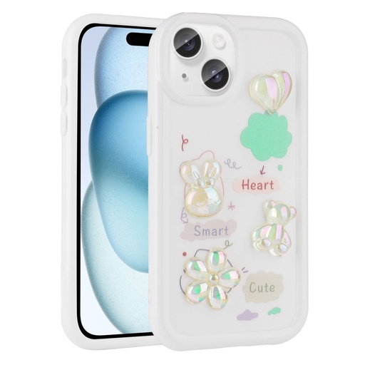 Apple iPhone 15 Plus Uyumlu Kılıf Kabartma Figürlü Parlak Zore Toys Silikon Kapak