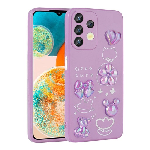 Samsung Galaxy A13 4G Uyumlu Kılıf Kabartma Figürlü Parlak Zore Toys Silikon Kapak