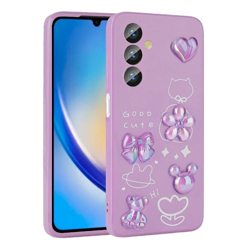 Samsung Galaxy A24 Uyumlu Kılıf Kabartma Figürlü Parlak Zore Toys Silikon Kapak