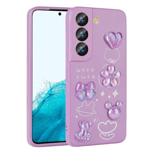 Samsung Galaxy S21 FE Uyumlu Kılıf Kabartma Figürlü Parlak Zore Toys Silikon Kapak