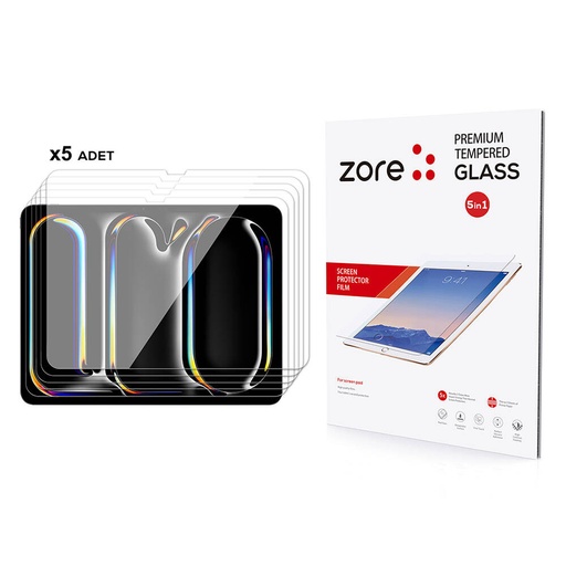 [RN-TA106195] Apple iPad 13 Pro 2024 5in1 Uyumlu Ekran Camı Zore Tablet Temperli Cam Ekran Koruyucu