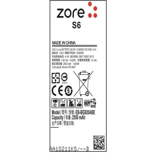 [RN-T7279] Samsung Galaxy S6 Uyumlu Zore Tam Orjinal Batarya